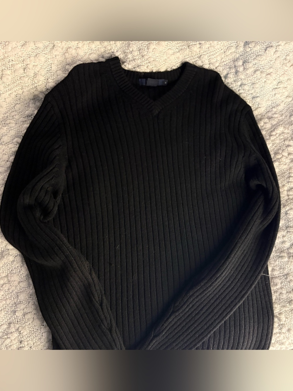 J. Crew Men's Black Ribbed V-Neck Sweater